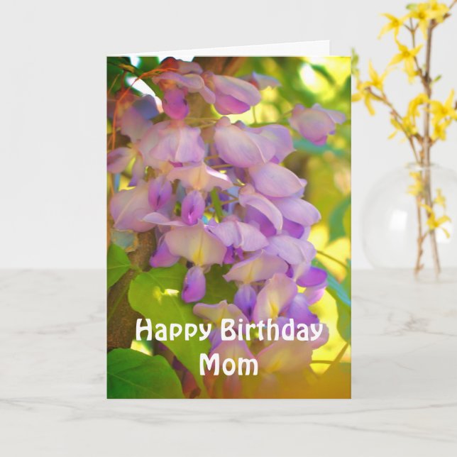 Happy Birthday Mum Wisteria Flower Card (Yellow Flower)