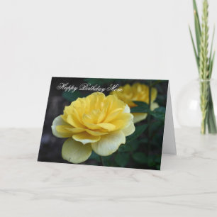 Happy Birthday Mum Yellow Rose Flower Photo Card