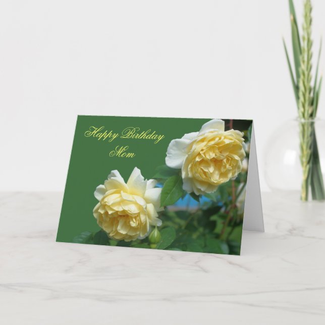 Happy Birthday Mum Yellow Roses Flower Photo Card (Front)