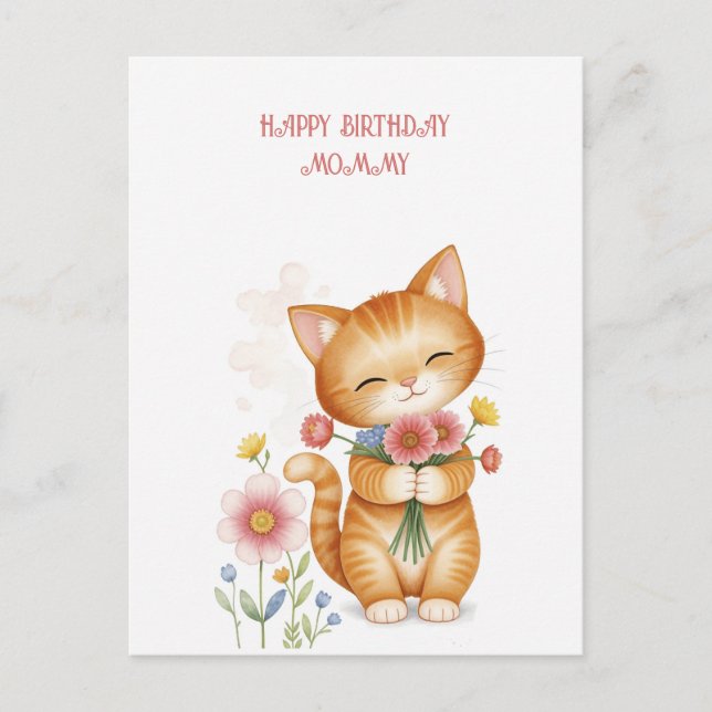 Happy Birthday Mummy cat Postcard (Front)