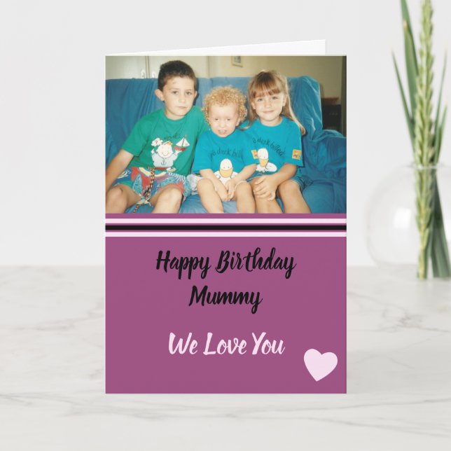 Happy Birthday Mummy purple and lilac photo Card (Front)