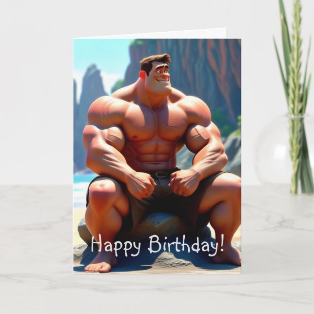 Happy Birthday Muscleman Card (Front)