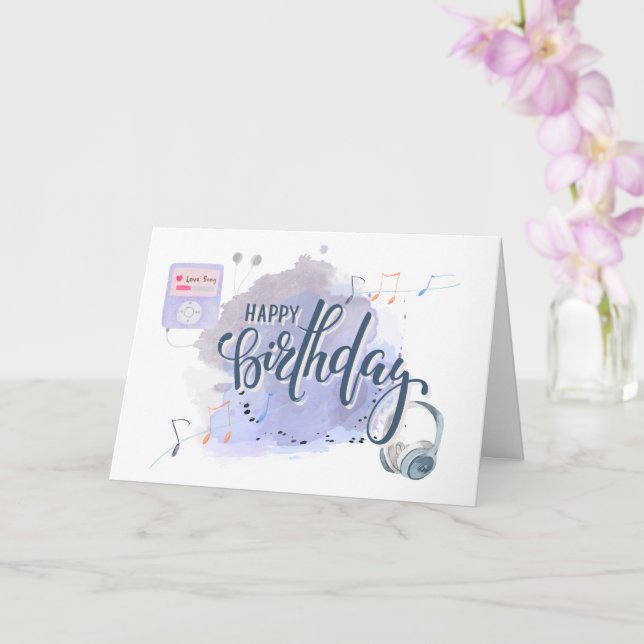 Happy Birthday Musical Love Songs Card (Orchid)