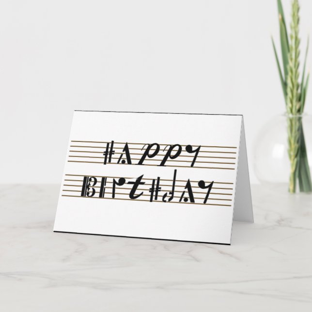 Happy Birthday Musical Notation Font Card (Front)