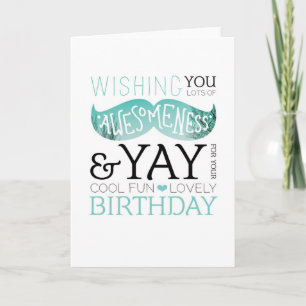 Happy birthday mustache fun typography card