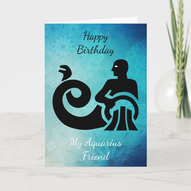 Happy Birthday my Aquarius Friend, Zodiac Sign Card (Front)
