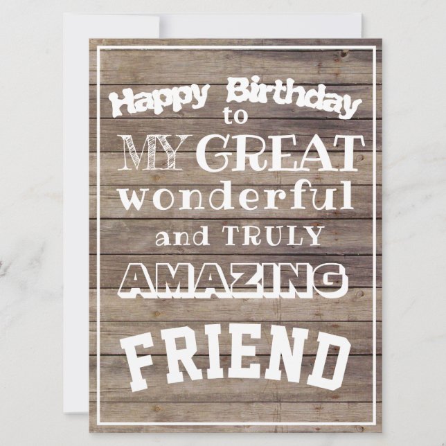 Happy Birthday my great amazing friend for him Card (Front)