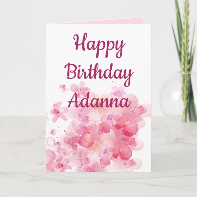 Happy birthday my love pink floral holiday card (Front)