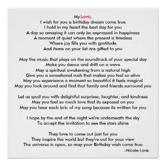 Happy Birthday My Love Poem Poster