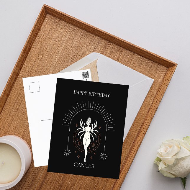 Happy Birthday Mystic Cancer Zodiac Horoscope Postcard (Happy Birthday Mystic Cancer Zodiac Horoscope Postcard)