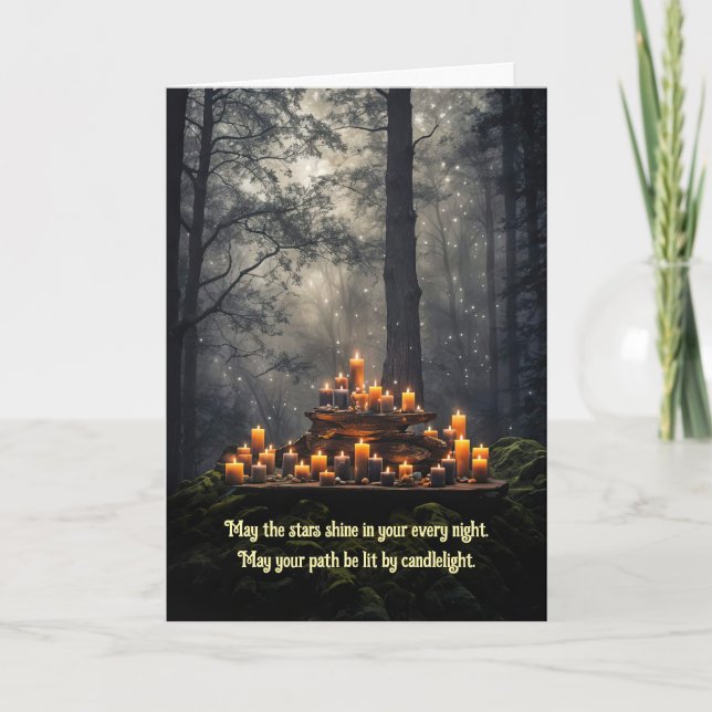 Happy Birthday Mystical Candles in the Forest  Card (Front)