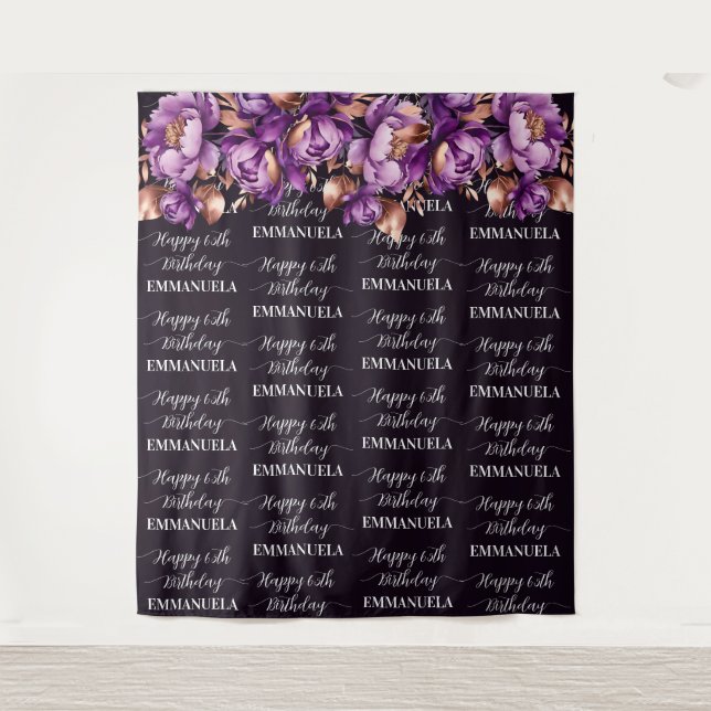 Happy Birthday name collage photo backdrop  Tapestry (Front)