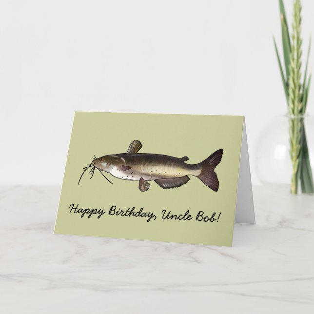 Happy Birthday Name Customisable Catfish Card (Front)