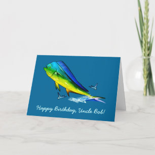 Happy Birthday Name Customisable with Mahi Mahi Card