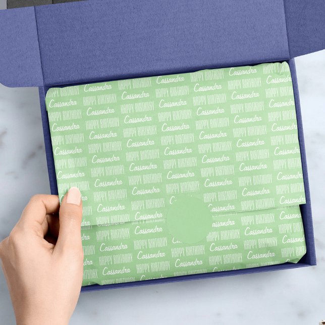 Happy Birthday Name Green Tissue Paper (Creator Uploaded)