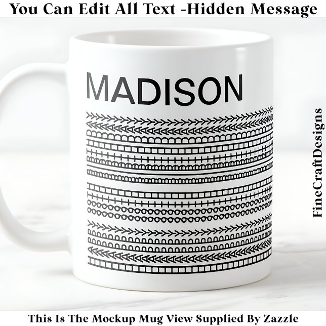 Happy Birthday & Name Hidden Message 093B Coffee  Coffee Mug (Creator Uploaded)