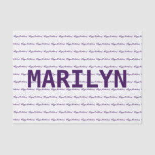 Happy Birthday! Name Template Purple Tissue Paper