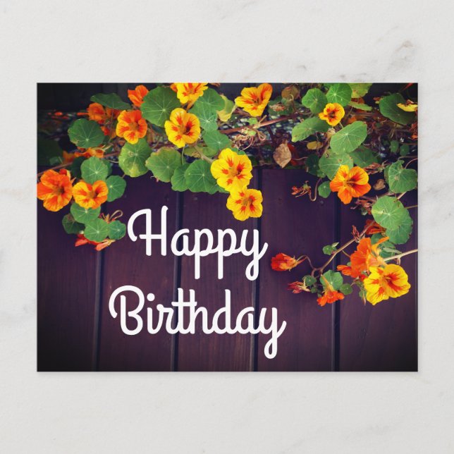 Happy Birthday Nasturtium Postcard (Front)