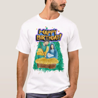 Happy Birthday Nativity Watercolor T-Shirt