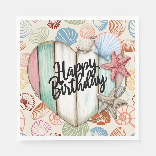 Happy Birthday Nautical  Napkin (Front)