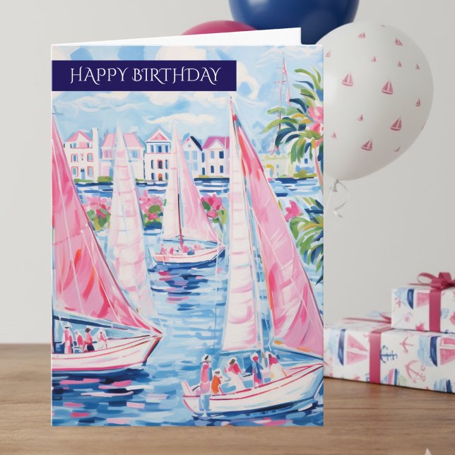 Happy Birthday Nautical Sailboat Card | Coastal (Creator Uploaded)