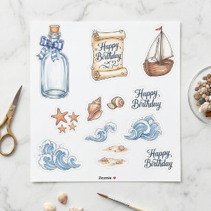 Happy Birthday Nautical Sticker Sheet