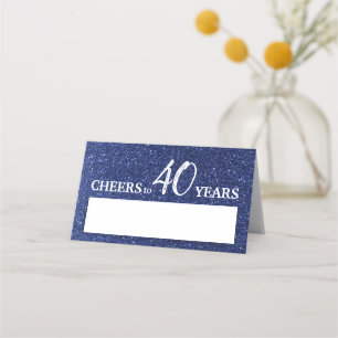 Happy Birthday Navy Blue Glitter Glam Personalised Place Card