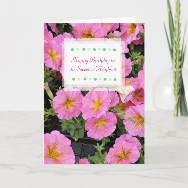 Happy Birthday Neighbour Custom Card Pretty Flower (Front)