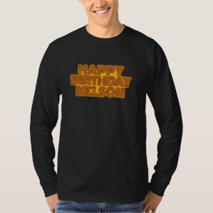 Happy Birthday Nelson Personalised Name Retro Typo T-Shirt