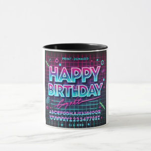 Happy Birthday Neon Glow Vibes Mug