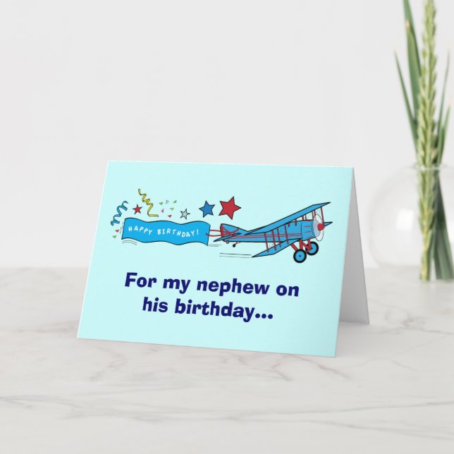 Happy Birthday Nephew Aeroplane Card (Front)