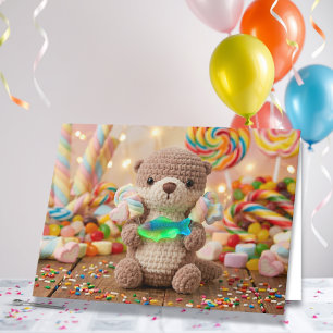 Happy Birthday Nephew   Cute Otter and Candy Land Card