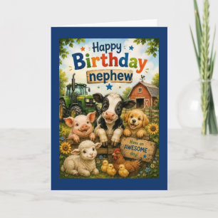 Happy Birthday Nephew Farm Animals Card