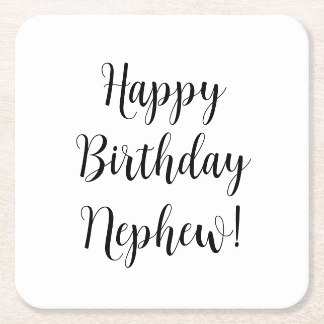 Happy Birthday Nephew Funny Nephews Gifts Square Paper Coaster (Front)