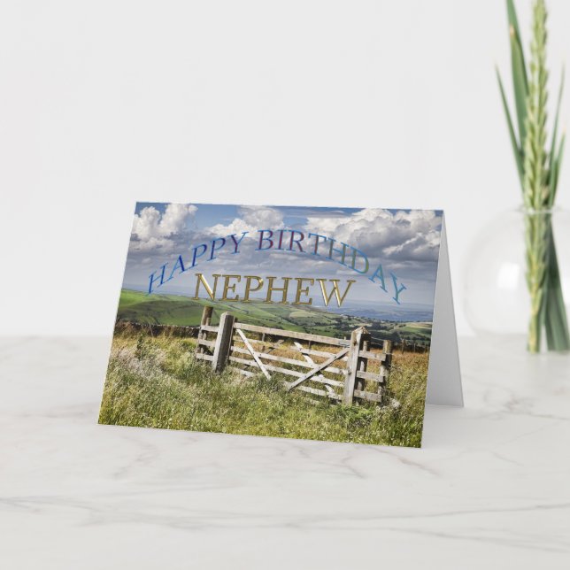 Happy Birthday Nephew, landscape with a gate Card (Front)