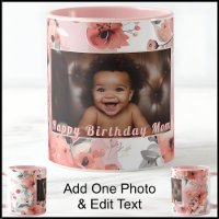 Happy Birthday New Mom Photo Cute Pink Floral 009