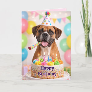 Happy Birthday Niece Cute Boxer Dog  Holiday Card