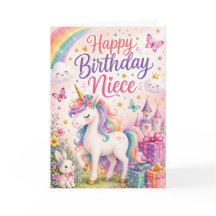 Happy Birthday Niece Magical Unicorn Greeting Card