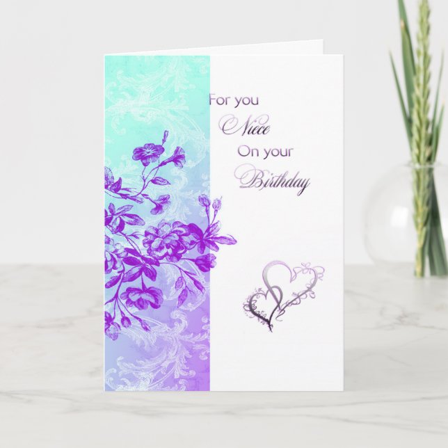 Happy Birthday Niece (purple) Card (Front)