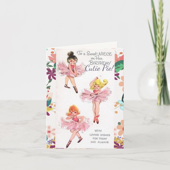 Happy Birthday "Niece" Three Ballerinas Card (Front)