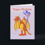 Happy Birthday Nine Year Old, Friendly Dragon Card<br><div class="desc">All kids love dinosaurs and dragons. This cute cartoon dragon is not so scary, he has wings and horns, and pointy teeth, but he has a big friendly smile and big droopy eyes. He is carrying a bunch of blue balloons with the number nine on them. The dragon is bright...</div>