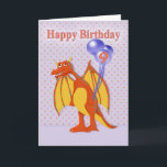 Happy Birthday Nine Year Old, Friendly Dragon Card<br><div class="desc">All kids love dinosaurs and dragons. This cute cartoon dragon is not so scary, he has wings and horns, and pointy teeth, but he has a big friendly smile and big droopy eyes. He is carrying a bunch of blue balloons with the number nine on them. The dragon is bright...</div>