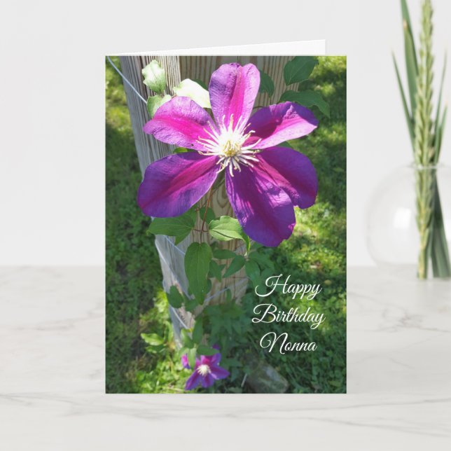 Happy Birthday Nonna Purple Flower Clematis Card (Front)