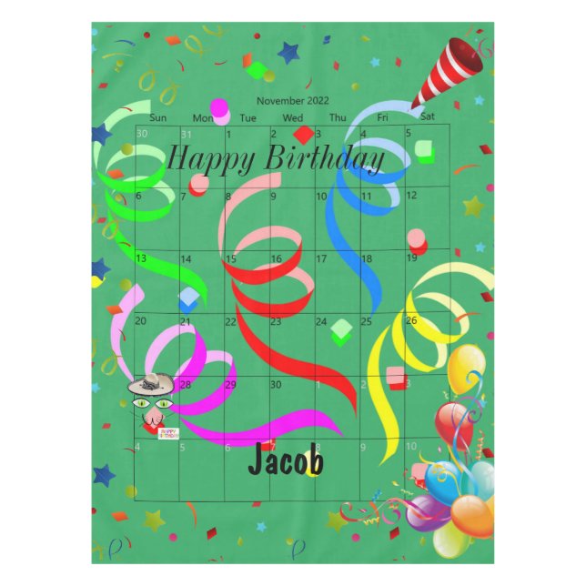 Happy Birthday November 2022 Tablecloth  (Front)