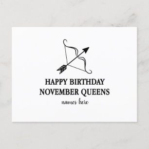 happy birthday november queen card personalised