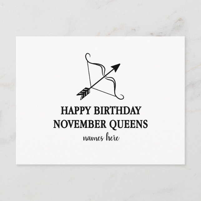 happy birthday november queen card personalised (Front)