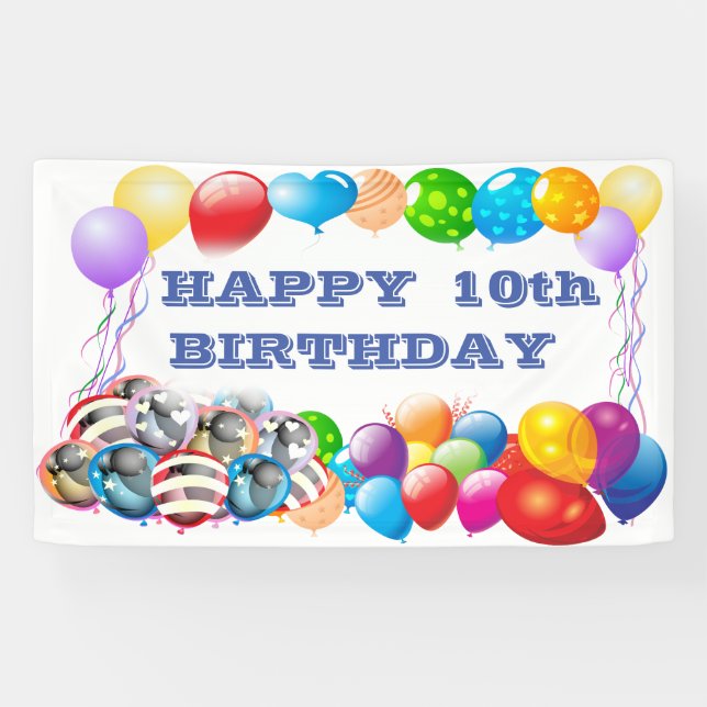 Happy Birthday Number Vinyl Banner 3' x 5' Banner (Horizontal)