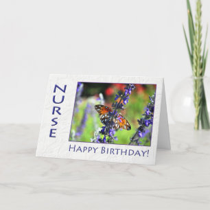 Happy Birthday Nurse Floral Butterfly Card