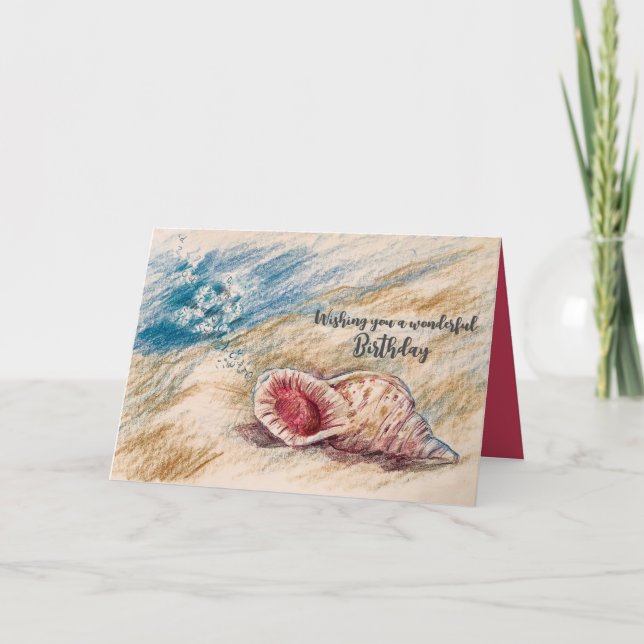 Happy Birthday Ocean Triton Trumpet Snail Shell  Card (Front)