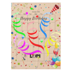 Happy Birthday October 2022 Tablecloth